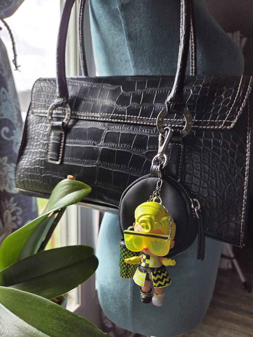 Bag Charm With Mini Bag And Neon Doll